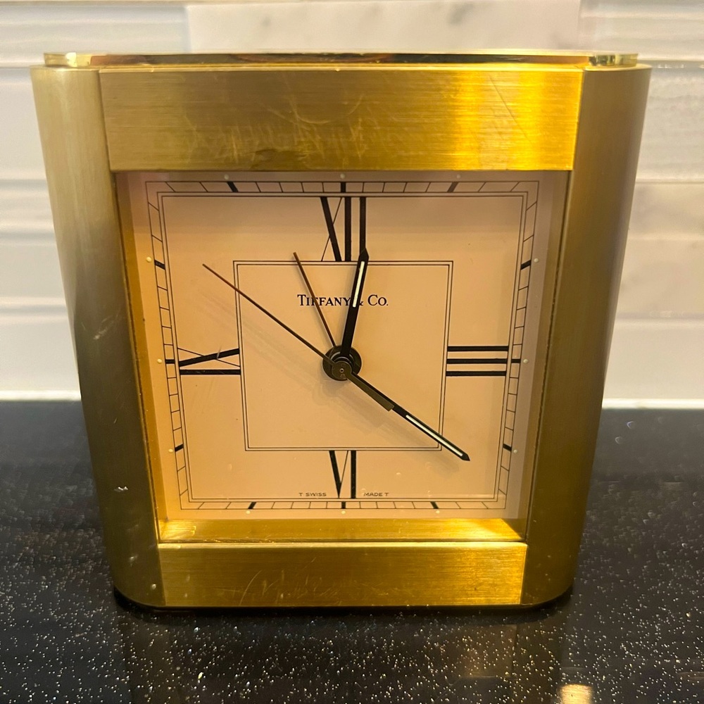 Tiffany & Co Brass Clock VINTAGE Table/Desk Clock